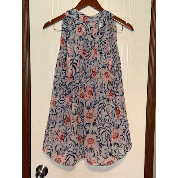 CAbi Stem Floral Sleeveless Top Blouse Blue Red Size Medium - Picture 3 of 15